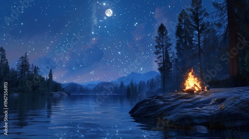 Summer night magic. illuminating summer nights with starry skies, bonfires, and moonlit adventures