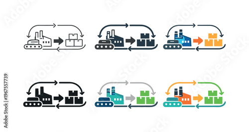 Abstract depiction of streamlined factory operations shaped as a clear symbol suggesting motion continuity, workload equilibrium,