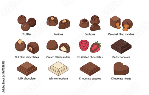 Assortment of delicious chocolates including truffles, pralines, and fruit-filled varieties