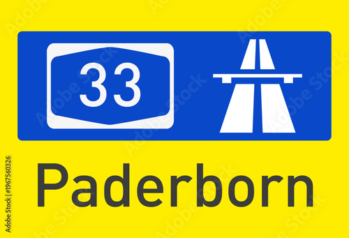 Verkehrszeichen, Autobahn A 33, Paderborn
