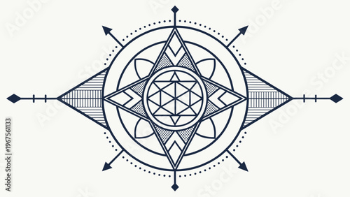 A detailed geometric mandala design with intricate patterns and shapes