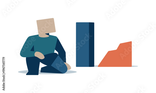 Focused Workplace Challenge. Individual turning attention toward one nearby challenge while others remain present, signaling early