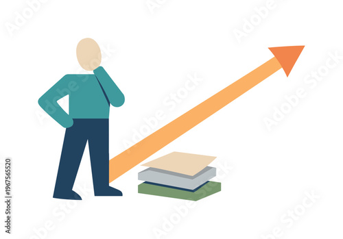 Individual perceiving attention as a directed flow rather than scattered effort, reframing work focus. Stylized editorial