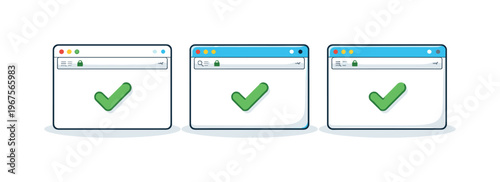 Seamless access outcome shown by repeated browser windows aligned in a row, identical frames and address bars scaled equally on a