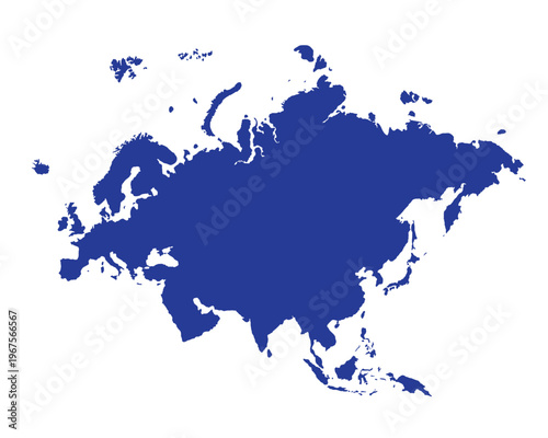 Map of Eurasia, sign silhouette. World Map Globe. Vector Illustration isolated on transparent background. Europe and Asia continent.