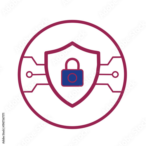 AI Privacy Shield Icon with Lock and Circuits