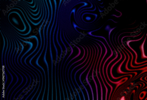 Abstract neon fluid lines background with blue and red glowing waves on dark backdrop. Psychedelic wavy pattern with smooth flowing contours and vibrant gradient lighting, perfect for tech visuals, 