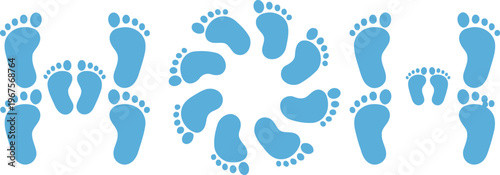 Set of blue baby footprints
