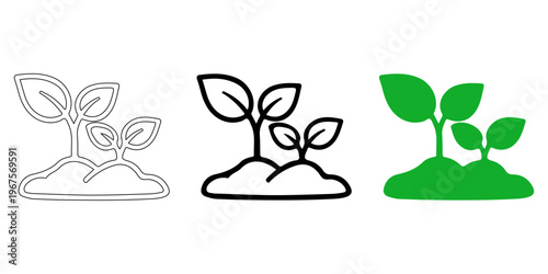 Emerging Sprouts of Hope: Three illustrations showcase the delicate process of life, with tender shoots pushing from the earth and symbolizing new beginnings and growth.