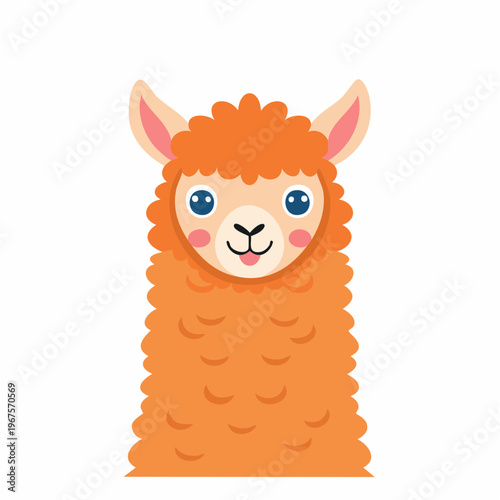 Flauschiges Alpaka mit freundlichem Gesicht.