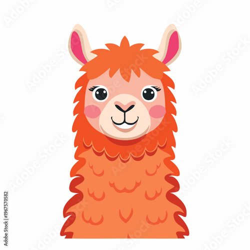 Flauschiges Alpaka mit freundlichem Gesicht.