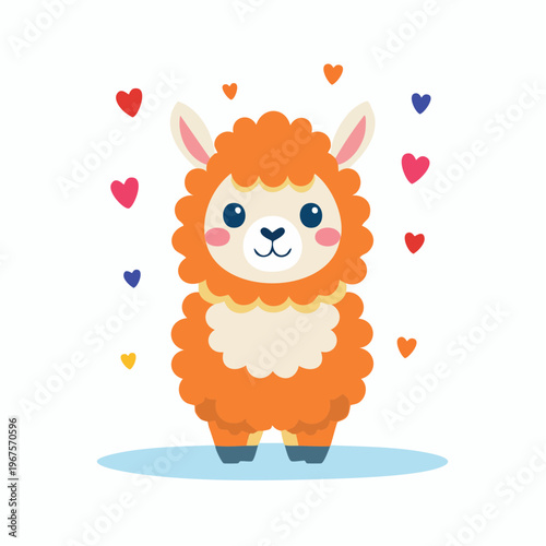 Flauschiges Alpaka mit freundlichem Gesicht.