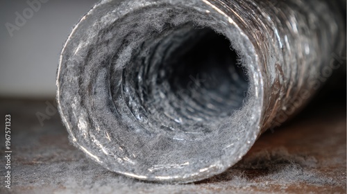 Clogged dryer vent duct filled with lint and dust