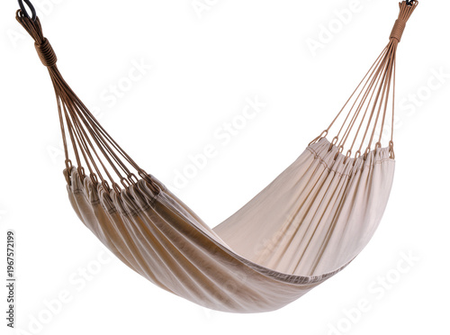 Cuadro en lienzo Isolated beige fabric hammock for outdoor relaxation and comfortable leisure act