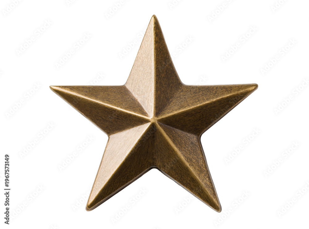 Obraz premium Isolated metallic bronze five-pointed star emblem or decoration, abstract symbol for achievement
