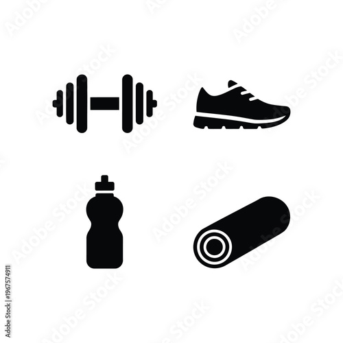 Healthy Fitness and Wellness Equipment Icons