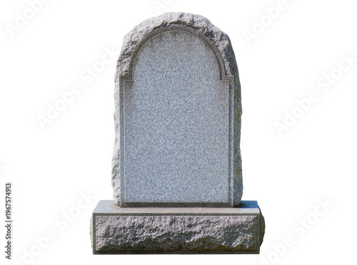 Fotografie Isolated blank memorial granite tombstone with a classic arched design and natur