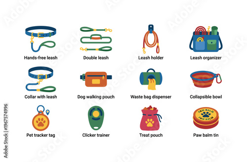Essential dog walking accessories collection for pet owners and their companions