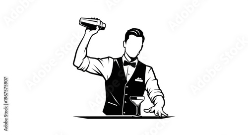 Bartender Shaking Cocktail in Bar.