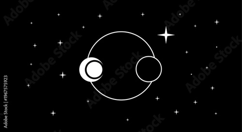 Celestial bodies in orbit around a central planet.