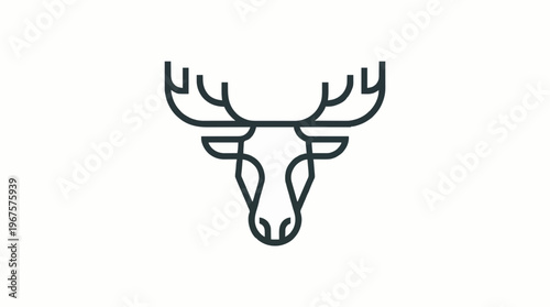 Elegant minimalist line art illustration of a deer head with antlers, perfect as a modern vector graphic for logos and branding