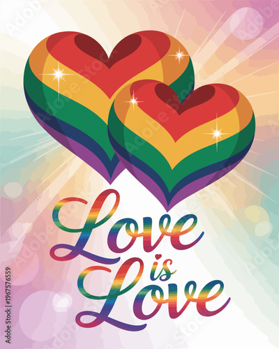 LGBTQ Pride Rainbow Heart Symbols Love.