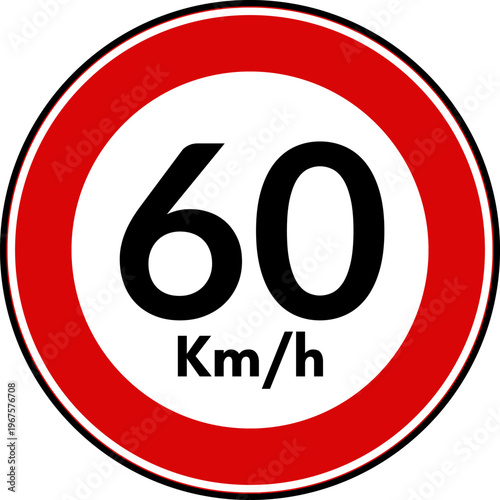 Speed Limit 60 kmh Traffic Sign Vector