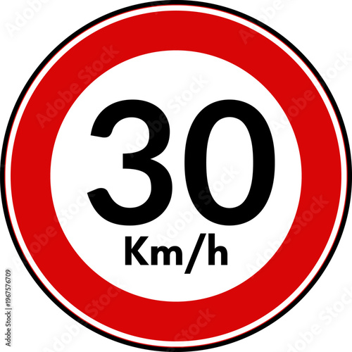 Speed Limit 30 kmh Traffic Sign Vector