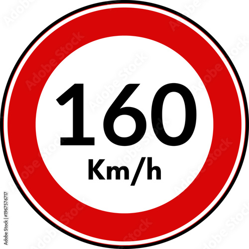 Speed Limit 160 kmh Traffic Sign Vector