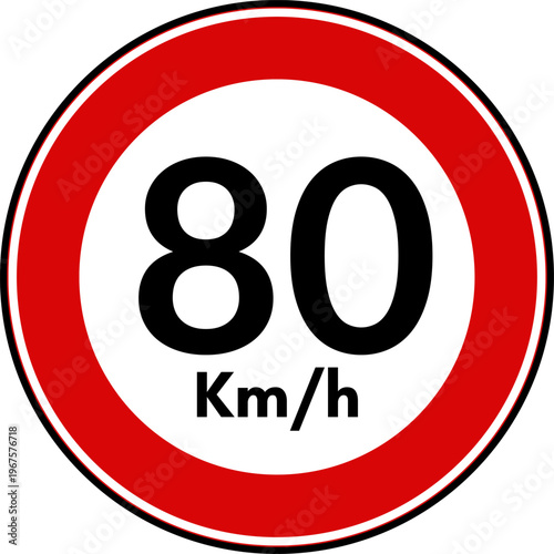 Speed Limit 80 kmh Traffic Sign Vector