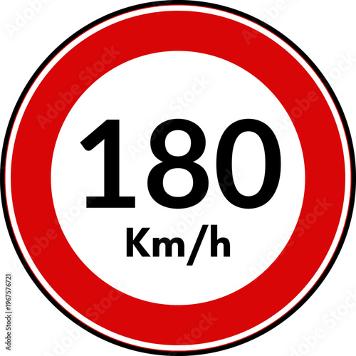 Speed Limit 180 kmh Traffic Sign Vector