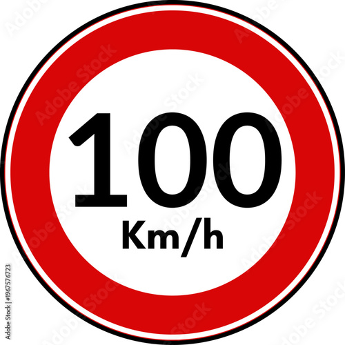 Speed Limit 100 kmh Traffic Sign Vector