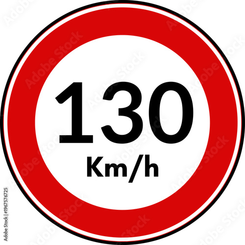 Speed Limit 130 kmh Traffic Sign Vector