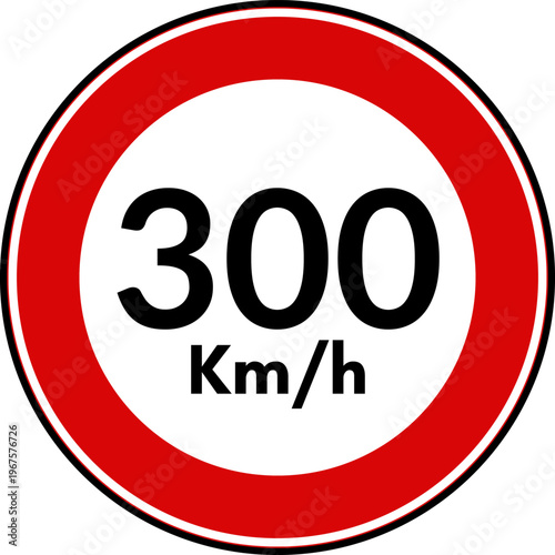 Speed Limit 300 kmh Traffic Sign Vector