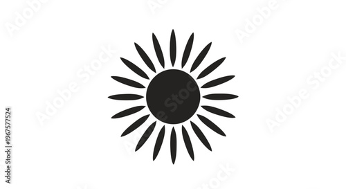 Black Sun Icon with Radiating Lines.