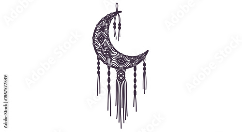 Crescent Moon Dreamcatcher with Tassels and Beads.