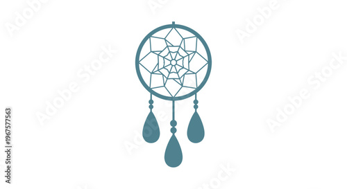 Teal Dreamcatcher with Teardrop Charms Hanging.