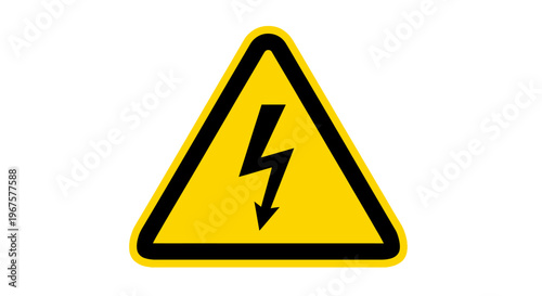 Free Download Yellow Triangular Electrical Hazard Warning Sign with Black Lightning Bolt Symbol, Isolated White Background. - GFXLoad