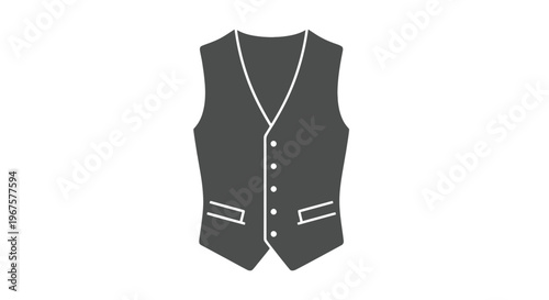Gray Waistcoat with White Trim Illustration.