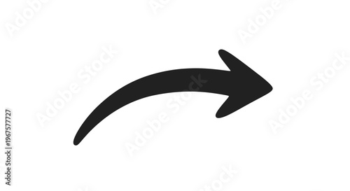 Black Curved Arrow Pointing Right Direction.