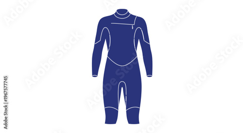 Navy Blue Full Body Wetsuit Illustration.