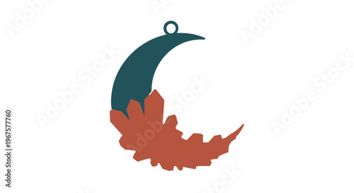 Crescent Moon Shape with Leaf Decoration.