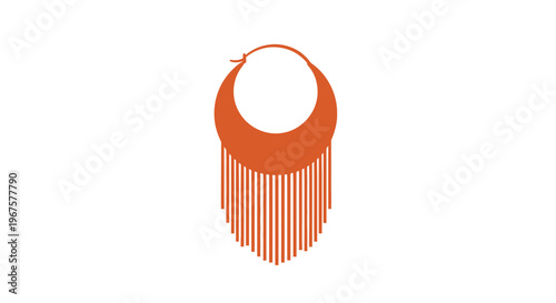 Orange Necklace with Tassels and Pendant.