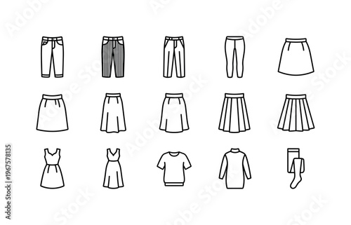 Jeans, corduroy pants, wool trousers, leggings, skirt, long skirt, midi skirt, pleated skirt, dress, long dress, sweater dress,