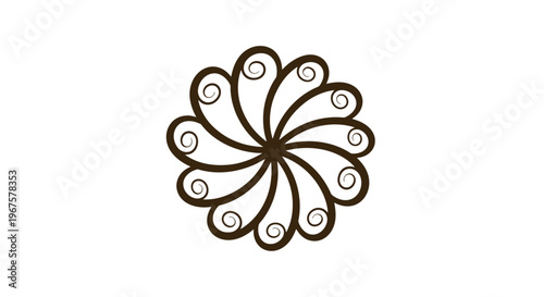 Decorative Metal Floral Design Element.
