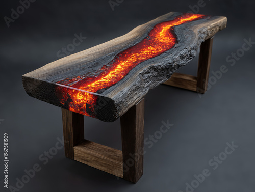 Live edge epoxy resin river glowing table