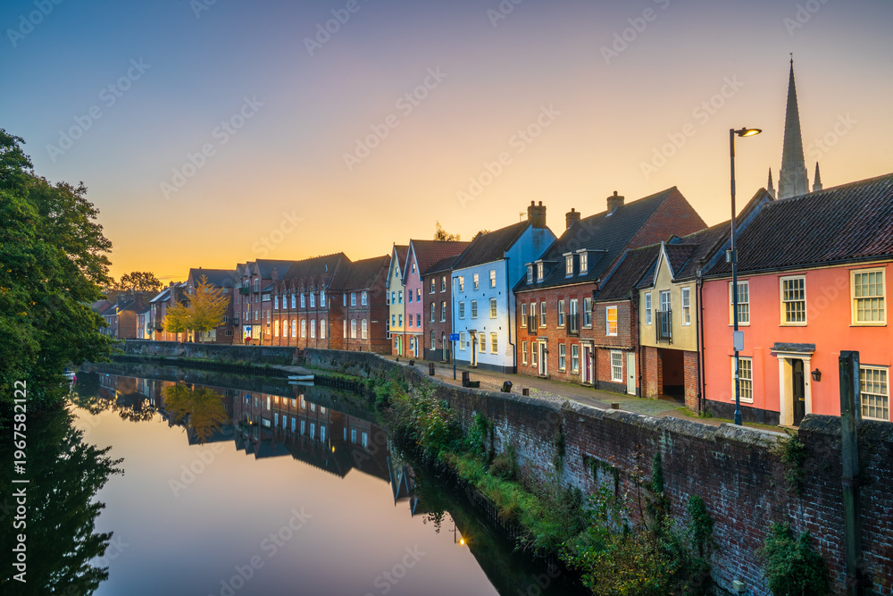 Fototapeta premium Norwich Quayside at dawn. Norfolk. England
