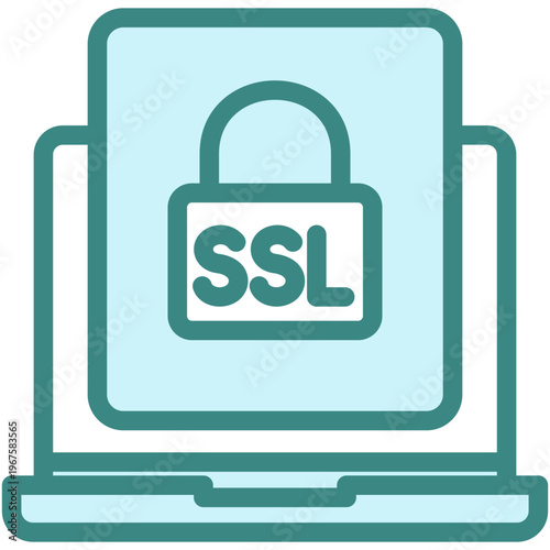 Certificate Lock Dual Tone Color Icon, Mini Illustration For Modern Concept, Ui, Ux Web And App Development. Related To Cyber Security, Data Protection.