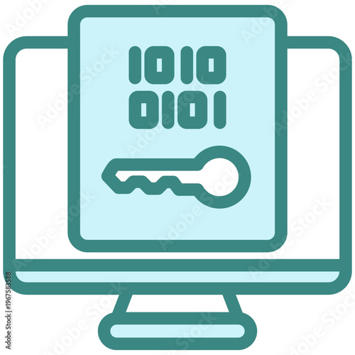 Encryption Dual Tone Color Icon, Mini Illustration For Modern Concept, Ui, Ux Web And App Development. Related To Cyber Security, Data Protection.