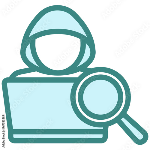 Hacker Detection Dual Tone Color Icon, Mini Illustration For Modern Concept, Ui, Ux Web And App Development. Related To Cyber Security, Data Protection.